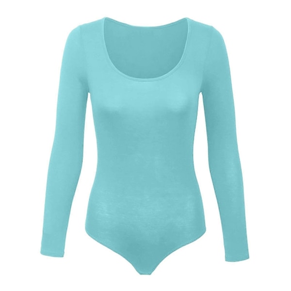 Langarmet body med rund hals, dobbelt foret for myk komfort, basic topp - perfekt Sky blue S
