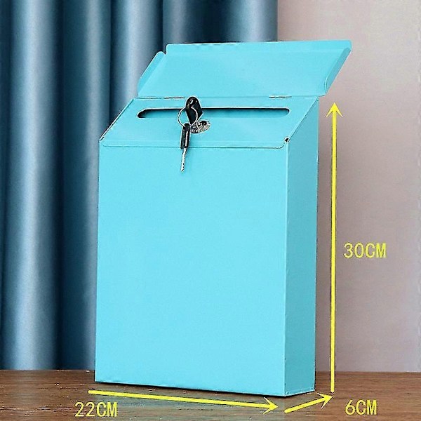 1 stk. Retro Metall Veggmontert Postkasse Bøtte Avis Brevboks Post Hagedekor - Perfekt 1PC-BLUE