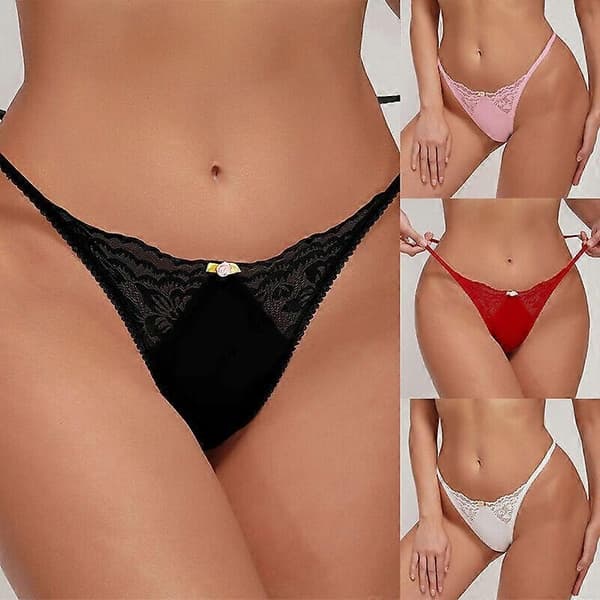 Sexiga spets trosor för kvinnor, låg midja, G-string underkläder, stringtrosor - Perfekt white S