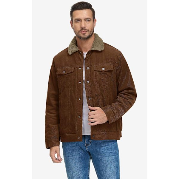 Herrar Jacka 2023 Ny Corduroy Krage Långärmad Plysch Lös Casual Herrjacka - Perfekt black2 M