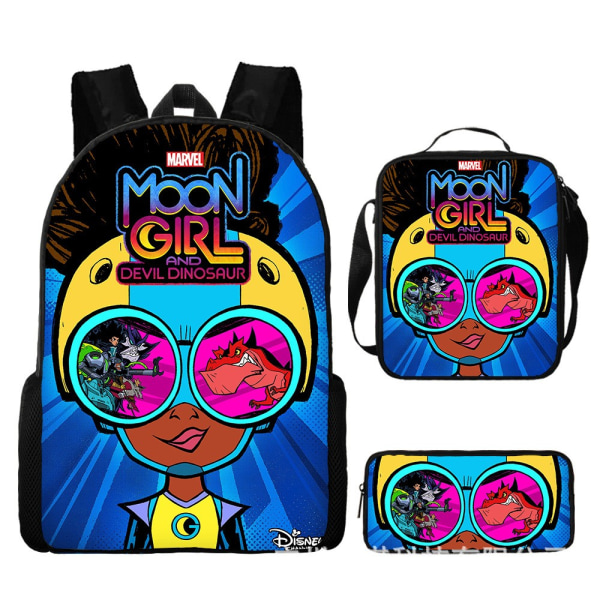 Devil Dinosaur Backpack3Piece Student Skoletaske - Perfet Marvel Moon Girl 1 set