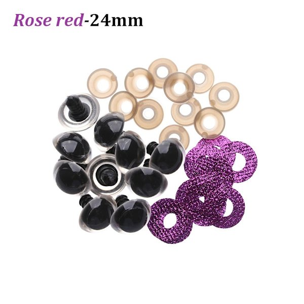 20 stk 16/18/20/24 mm Glitter Safety Eyes Runde Plast ROSE RED - Perfet