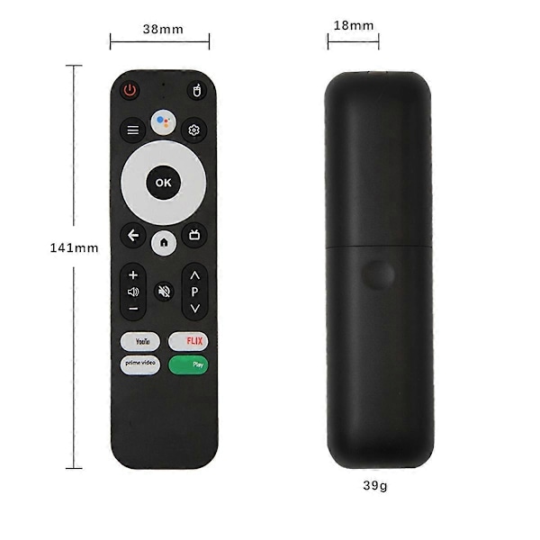 Erstatningsfjernkontroll kompatibel med MECOOL KM2 KM2 PLUS ONN android 4K UHD TV-boks Bluetooth Stemmefjernkontroll-Perfekt Black