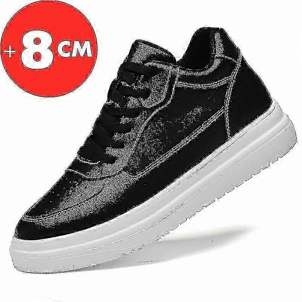 Lift Sneakers Herr Höjdökande Skor Innersula 8cm Vit Svart Högre Skor Herr Fritid Mode Sport Plus Storlek 36-44-Perfet black 39