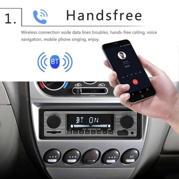 Bluetooth Retro Bilradio MP3-afspiller Stereo USB AUX Classic - Perfet