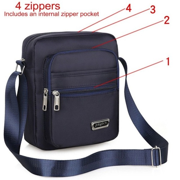 Herr Crossbody Väska Axelväska SVART 4 VÄSKOR 4 VÄSKOR Svart- Perfet black 4 zippers-4 zippers