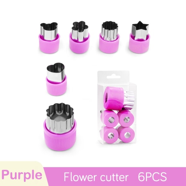 Grøntsagsfrugt ter Rustfrit stål Blomster tegneserieform - Perfet 6pcs-Purple