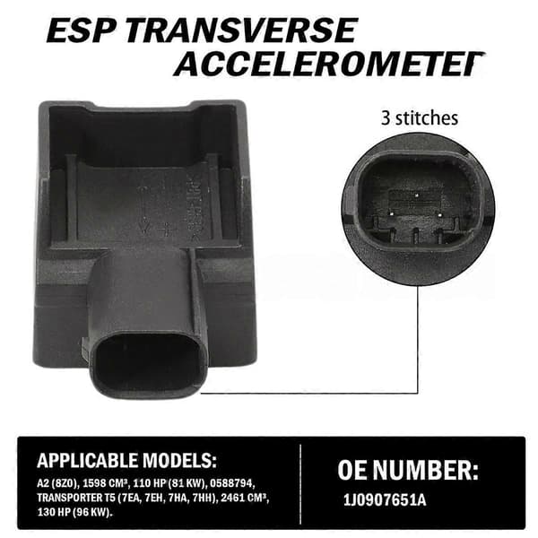 Bil Yaw Rate Sensor ESP Sensor Accelerometer 1J0907651A Kompatibel med Golf A3 TT Seat 1J0 907 651A-Perfet