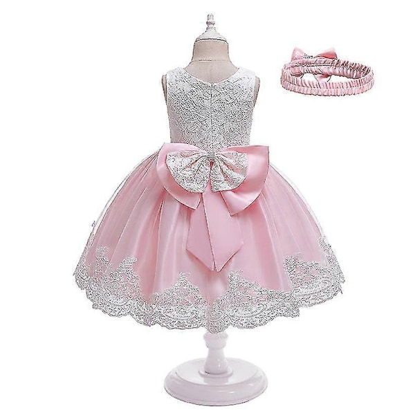 Barn Baby Flicka Fest Bowknot Tutu Klänning Festspel Bröllop Prinsessa Dop - Användbar - Perfekt Bean paste 18-24 Months