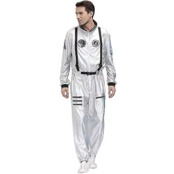 Astronautdrakt for kvinner og menn - Sølvfarget romdrakt for Halloween - Perfekt men M