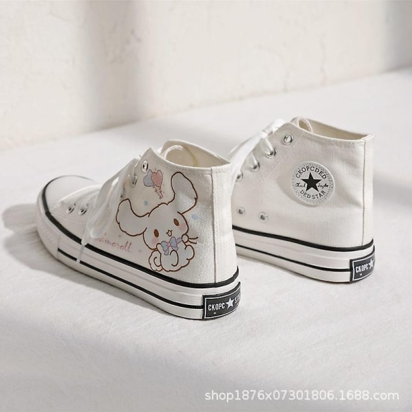 Kawaii Cinnamoroll Sanrioed Shoes Sarjakuva Söpöt Canvas Kengät High Top Canvas Kengät Tytöille Syntymäpäivälahja - Perfet 40 A