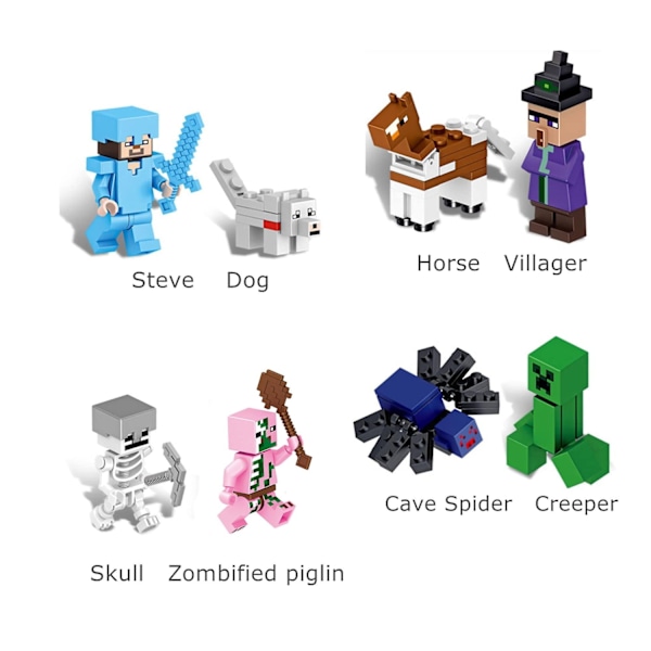 16 st Minecraft Minifigurer Byggklossar Leksaker Actionfigurer Set-Perfekt 16pcs