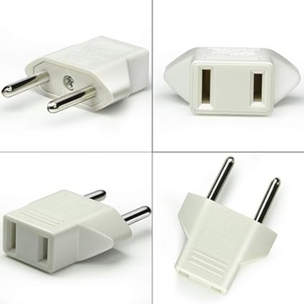 Hvid USA til EU Adapter [6 Pack] 2 Pin CN Kina USA Amerika til 2 Pin EU Frankrig Tyskland Spanien Egypten og mere- Perfet