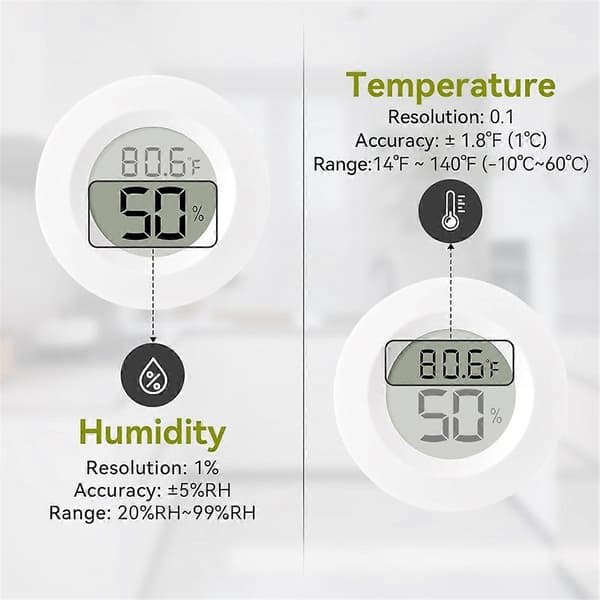 3-pack Mini Hygrometer och Termometer, Digital Hygrometer för Inom- och Utomhusbruk för Temperaturmätning - Perfekt