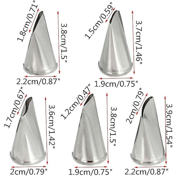 5-delt blomstret lyserødt rørspidssæt - Rustfrit stålrørsdysersæt til bagning af cupcakes Kager Kagedekoration - Perfet