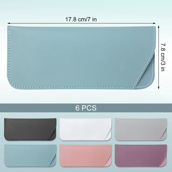 Soft case 7x3 tum, 6 st läderglasögon (6 färger) - Perfet