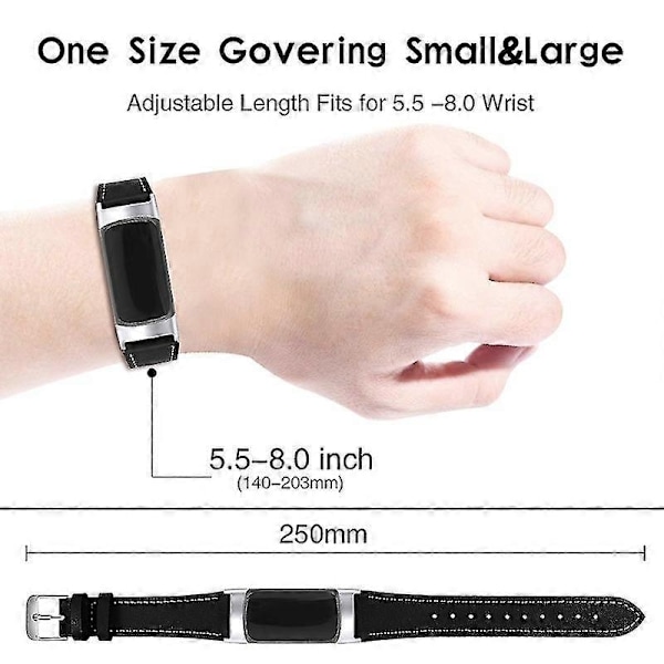 Ægte læder justerbar rem kompatibel med Fitbit Charge 6/5 - Komfortabel & Holdbar Kaffe Rem - Perfekt Black Fitbit Charge 6