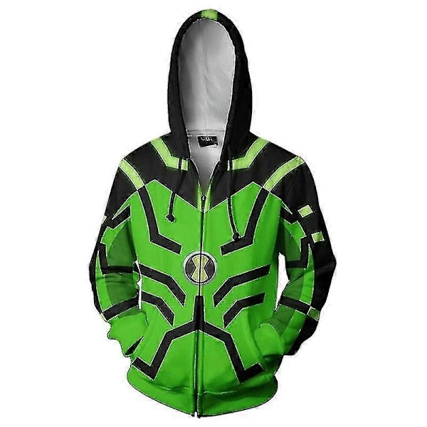 Game Ben 10 Alien Force Hoodie Halloween Cosplay Kostym Herr 3D Tryckt Höst Långärmad Huvad Jacka Dragkedja Sweatshirt - Perfekt 3 L