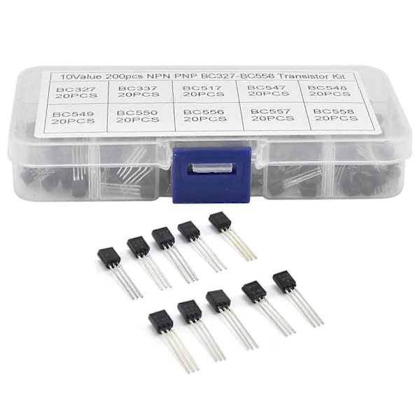 10 Verdier BC327-BC558 Transistorer Sortimentssett - 200 stk - Perfekt