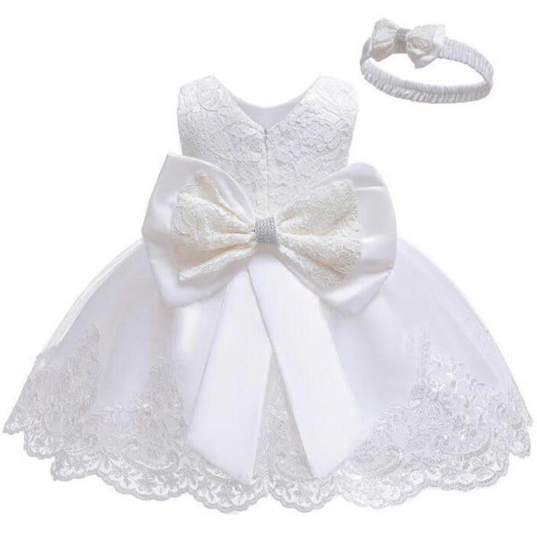 Barn Baby Flicka Fest Bowknot Tutu Klänning Festspel Bröllop Prinsessa Dop - Användbar - Perfekt White 3-6 Months