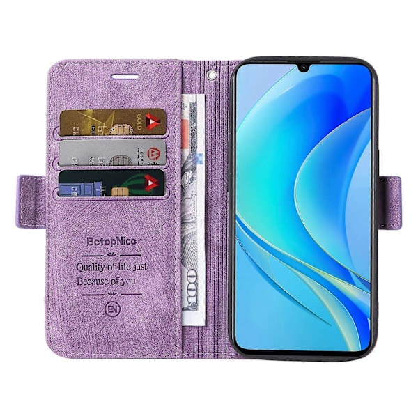 til Huawei nova Y70 / Y70 Plus / Enjoy 50 BETOPNICE Dobbelt-side Spænde Læder Telefon Cover - Perfekt Purple