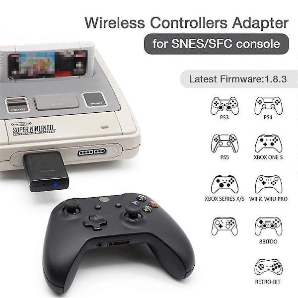 Trådløs spilcontrolleradapter kompatibel med Snes Sfc-konsol til Switch Pro Switch Joycon-Perfet