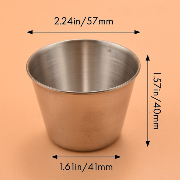 24 Pak Rustfrit Stål Krydderi Sauce Kopper, Kommercielle Dip Sauce Kopper, Ramekin Krydderi Kopper P-Perfet