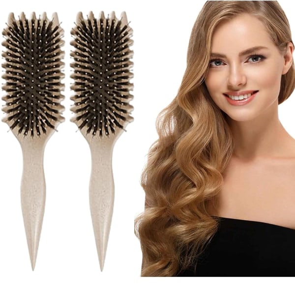 Curl Defining Brush, Curl Hair Brush, Bounce Curl Brush, Boar Bristle Hair Brush Stylingborste för att reda ut, forma och definiera lockar- Perfet apricot