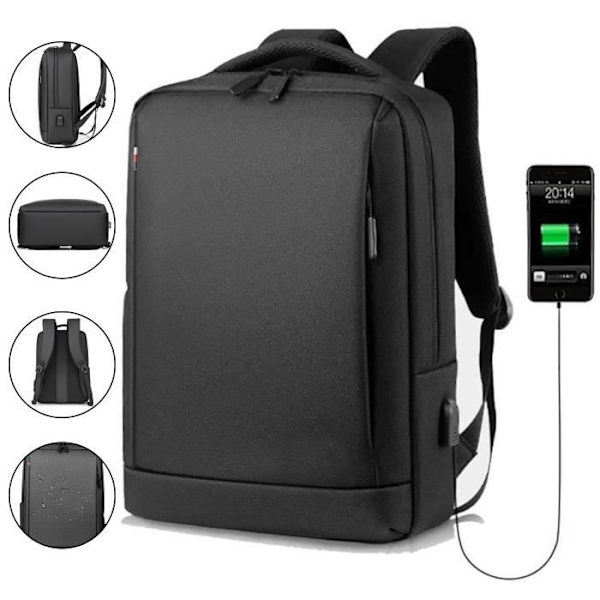 15,6 tuuman kannettavan tietokoneen reppu miehille, vedenpitävä USB latauksella Po - Perfet