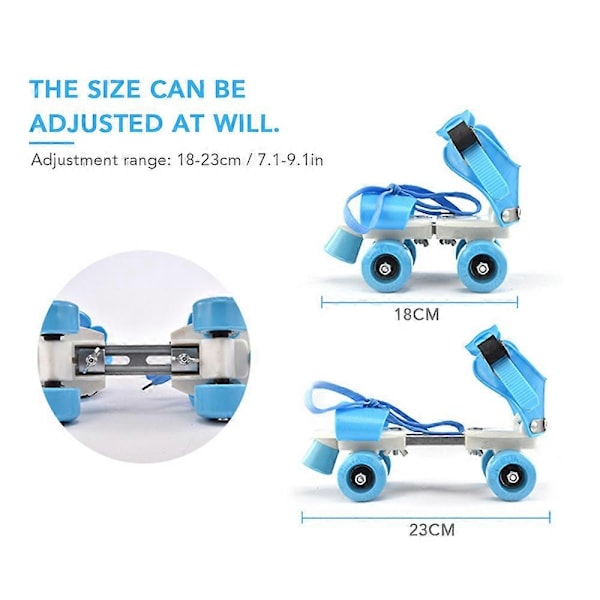 Justerbare barneskøyter med dobbelt rad, skøytesko med dobbelt hjul, skøyter for nybegynnere, jenter og gutter - Perfekt