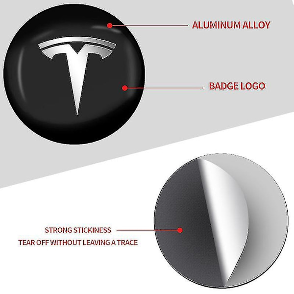 stk 56mm Bilhjul Senter Nav Kapsel Logo Klistremerke for Tesla Model 3 Model S Model X Model Y Logo Sportsbil Bildeler Johx-Perfet