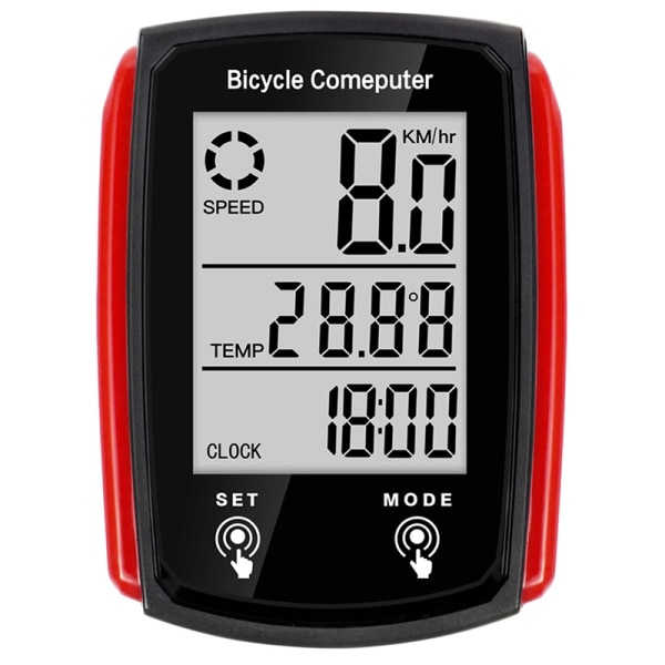 cykelhastighetsmätare och vägmätare Vattentät med LCD - Perfet Red