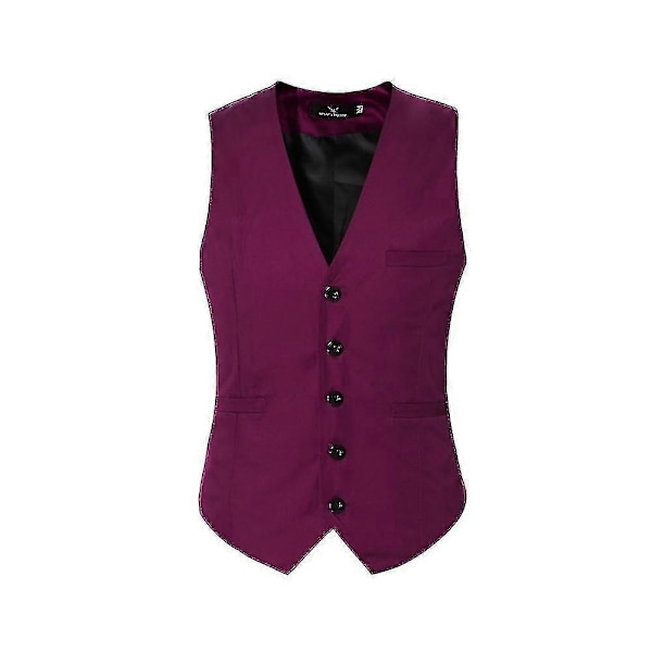 Herrar V-ringad kostymväst ren bomull slim fit fyra säsonger väst-Perfet Dark Red XS