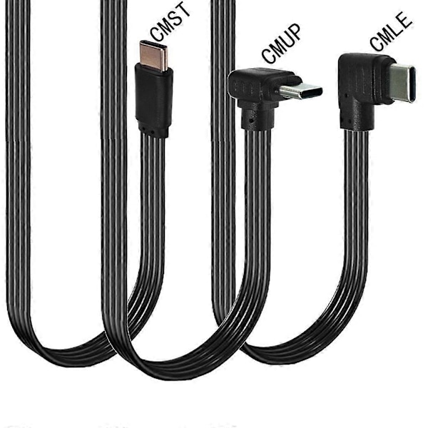 90 Graders Vinklet USB 2.0 til Type C Fladt Kabel Datakabel til Telefoner og Bærbare Computere - Perfekt 0.5m AMDO CMLE