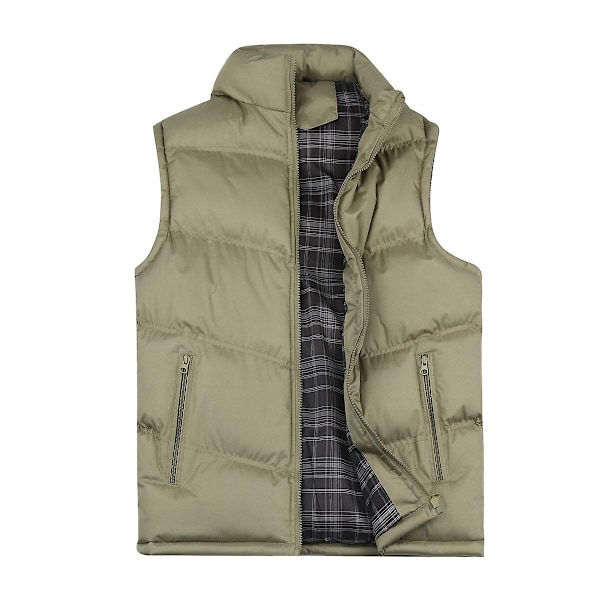 Sliktaa Herrar Bodywarmer Västar Utomhus Quiltat Ärmlös Dunjacka-Perfet Khaki M