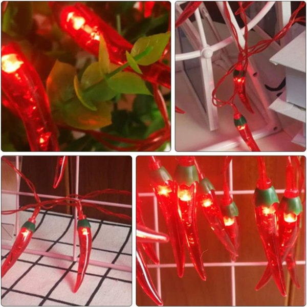 10M 80 LEDit Red Pepper Fairy Lights Muoviset chiliriipusnauha seppele Photo Prop Holiday Showcase valosisustus kotikauppaan - Perfet
