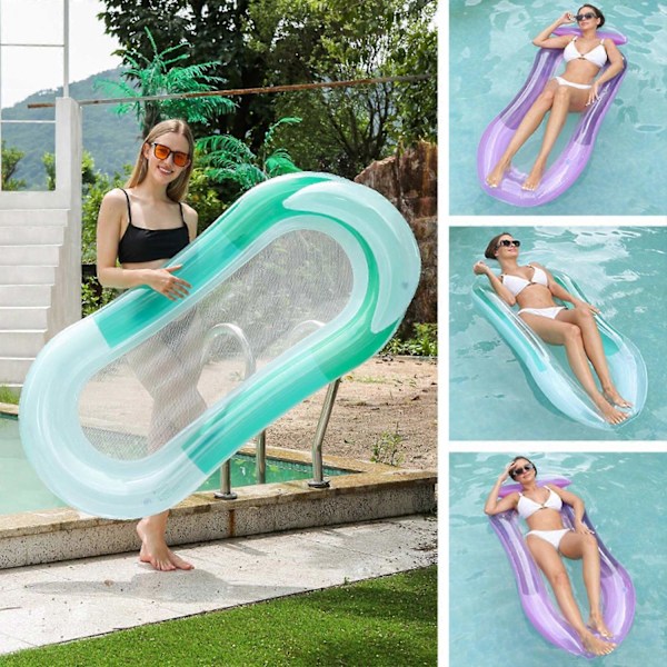 Voksen Pool Oppustelig Solstol Pool Float med Hovedpude, Swimming Pool Sommer Strand Legetøj til Party-Perfet gradual green