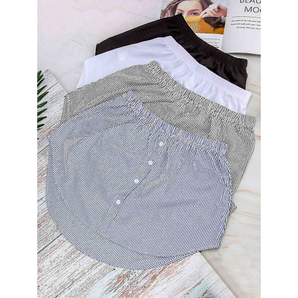 Damskjorta Förlängare Justerbar Lagerad Falsk Toppkant Hemskjorta Halvlång Mini Kjol (Flerfärgad, XL) - Perfet White XL