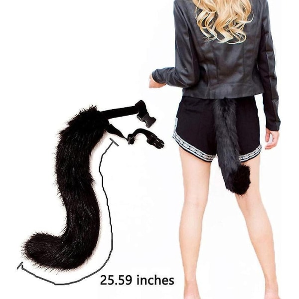 Cat Ears and Werewolf Animal Tail Cosplay Kostume - Perfet blue black 65cm