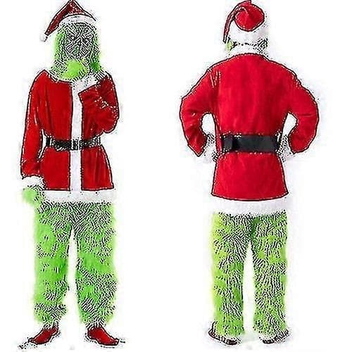 Grinch-dräktset, lämpligt för julrollspel, vuxen tomtekostymset - Perfekt Mask only ONE SIZE