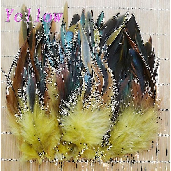 200 stk Naturlige Hanehale Fjer 13-18cm Hanefjer Sorte Fjer til Karneval Halloween Julehåndværk Dekoration-Perfet yellow