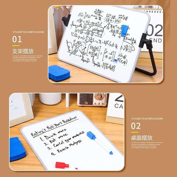 Magnetisk Lille Whiteboard, Mini A4 Whiteboard 30x21cm Dobbeltsidet Whiteboard - Perfekt Black