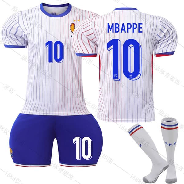 UEFA Euro 2024 Frankrig Udebane Børnefodbolddragt Nr. 10 Mbappe - Perfekt 26