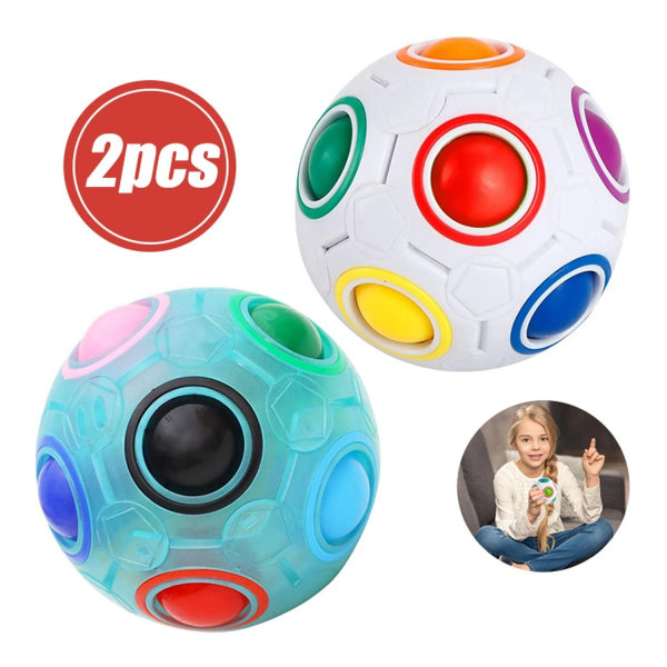 2 regnbågsbollar, Rubiks kub, 3D-pusselboll, pedagogisk leksak - Perfet
