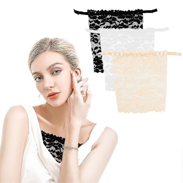 3-pak Kvinner Lace Clip-on Faux Sling BH Fôret, Trådløs Hals Lace Topp Bandeau BH med Justerbare Stropper, Passer Kvinner, One Size - Perfekt