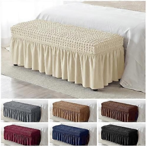 Jacquard-kangas, joustava pitkä penkinpäällinen, pianotuolin päällinen, istuinsuoja - Täydellinen Navy