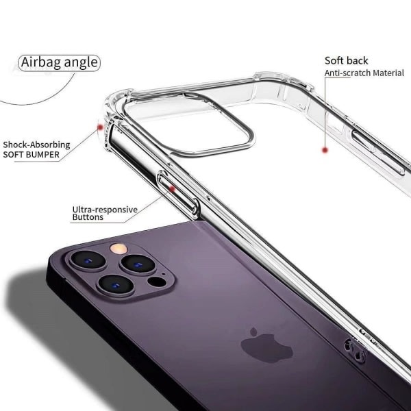 iPhone 14 Pro Max - Silikoni iskunkestävä cover extra iskunkestävä läpinäkyvä - täydellinen
