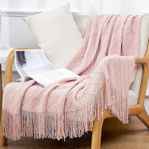 Myk Strikket Teppe, Sofateppe - Perfekt Pink 130*180cm