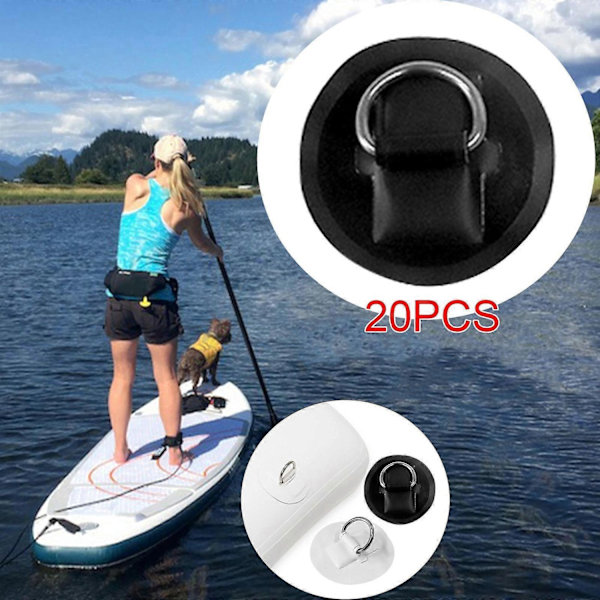 20x D-ring Pad/patch Dragringar i rostfritt stål för PVC Uppblåsbar Båt Flotte Jolle Kajak-Perfet