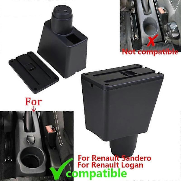 Passer til Renault Logan 2 Armlæn Passer til Dacia Logan 2 Dokker Renault Sandero 2 Bil Armlænboks Interiør Modificeringstilbehør - Perfekt C1 Black red No USB